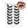 Lashes False Eyelashes Soft Faux Mink False Lashes 14MM False Lashes Chiref Fluffy Curly False Eyelashes 3D 7 Pairs E01-Thick