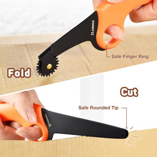 ZLemma Kids Cardboard Construction Tool Kit with Scoring Wheel, Safe Saw Cardboard Cutter & Perforate Lines to Sculpt Cardboard 2 pcs Set, Fold Roller for Boys and Girls