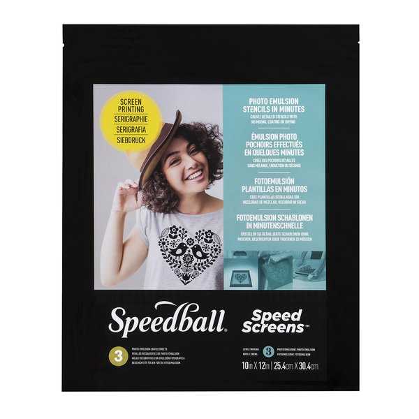 Speedball Speed Screens, 10"x12" (3-Pack), Photo Emulsion Stencils for Screen Printing T-Shirts and Crafts