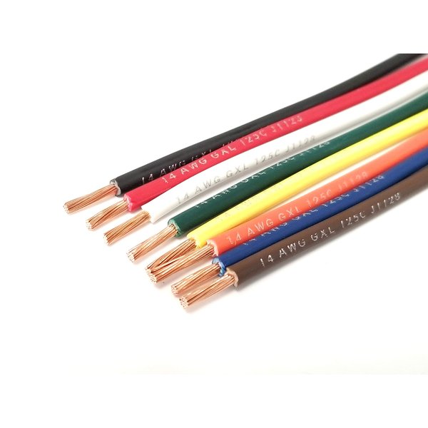 AC/DC Wire And Supply 14 AWG Automotive High Temp GXL Wire Stranded Copper Wire 8 Colors With Legend Print 25 Feet Each Coil MADE IN USA