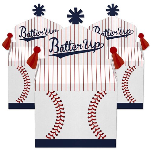 Big Dot of Happiness Batter Up - Baseball - Treat Box Party Favors - Baby Shower or Birthday Party Goodie Gable Boxes - Set of 12