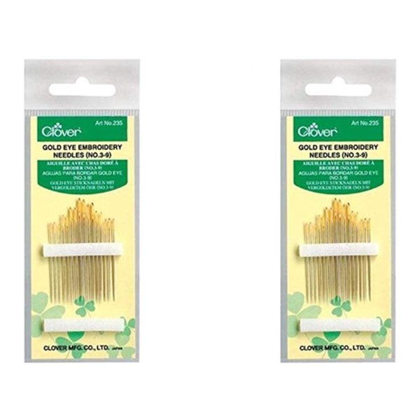 Clover No. 3-9 Gold Eye Embroidery Needles, Pack of 16 (2 Pack)