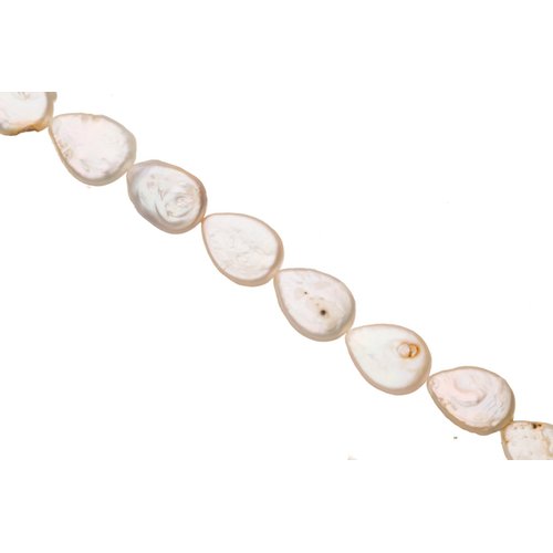 Cream White Freshwater Cultured Pearls Natural Teardrop, B+ Graded, 10x5x14mm (Approx.), 15.5Inch Strings/28Pearls