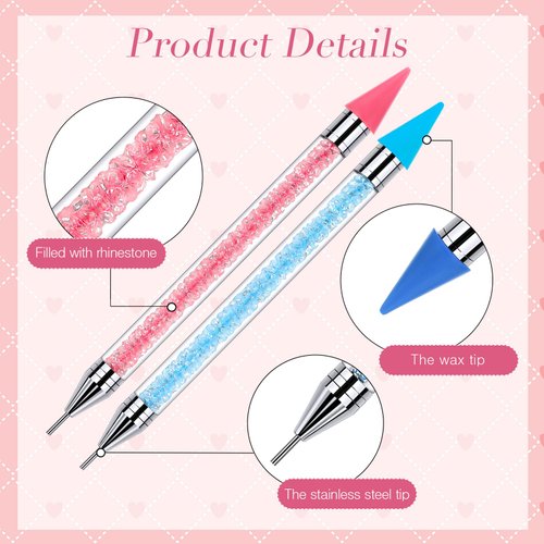 Tatuo 4 Pcs Rhinestone Picker Dotting Pen,Nail Dot Paint Pen Tool Crystals Wax Pencil Pen for Rhinestone Gems Dual Ended Rhinestone Picker with 4 Case Manicure Nail Art DIY (Blue, Green, Pink, Purple)