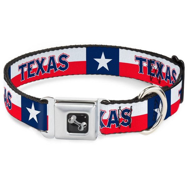 Dog Collar Seatbelt Buckle Texas Flag Texas 18 to 32 Inches 1.5 Inch Wide