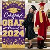2024 Graduation Party Decorations - Purple Gold Congrats Grad Class of 2024 Banner 2024 Graduation Party Supplies Front Door Cover Porch Sign Backdrop Wall Decor