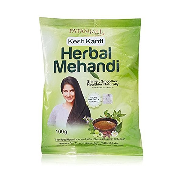 Patanjali Herbal Mehndi (Henna) Powder - 7.05 oz (Pack of 2, 100g Each) | 100% Natural Hair Color | No Chemical Additives