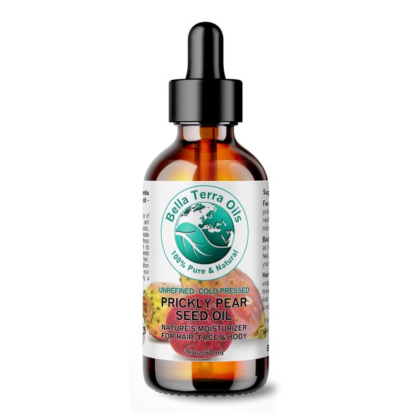 Bella Terra Oils - Prickly Pear Seed Oil 2 oz - Cold-Pressed Excellence, Packed with Vitamin E, Linoleic Acid, and Betalains, A Luxurious Touch for the Face