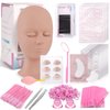 Pretty memory Eyelash Extension Kit, Lash Mannequin Head with Removable Eyelids Silicone Practice Set, Eyelash Kit Extension Training Kit for Makeup and Eyelash Graft