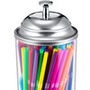 Plastic Straw Dispenser and 100 Pcs Drinking Straw Organizer Container with Stainless Steel Lid Transparent Drinking Straw Holder Striped Plastic Straw Plastic Drinking Straw (Bright Colors)