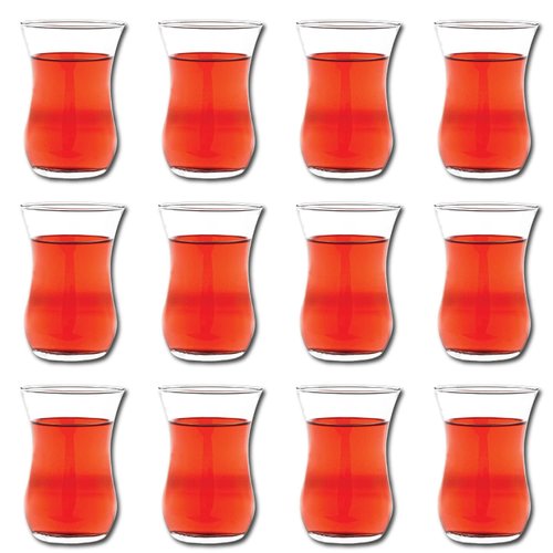 Vikko Teacups, Turkish Tea Glasses, Set of 12 Authentic Turkish Tea Cups, 4 Ounce Tea Glass