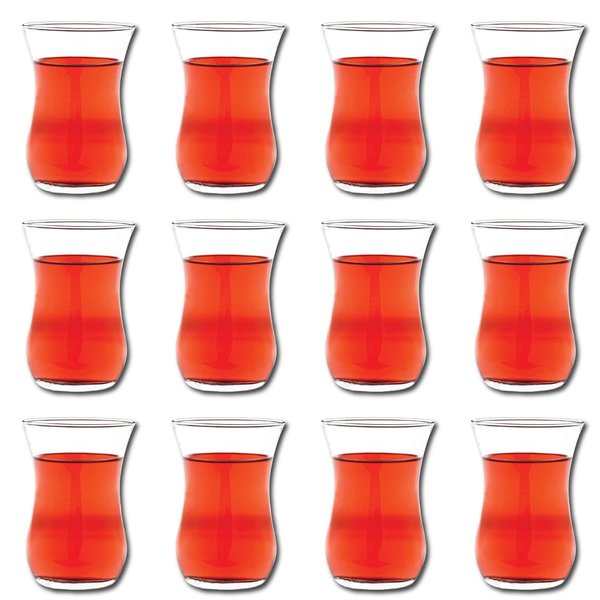 Vikko Teacups, Turkish Tea Glasses, Set of 12 Authentic Turkish Tea Cups, 4 Ounce Tea Glass