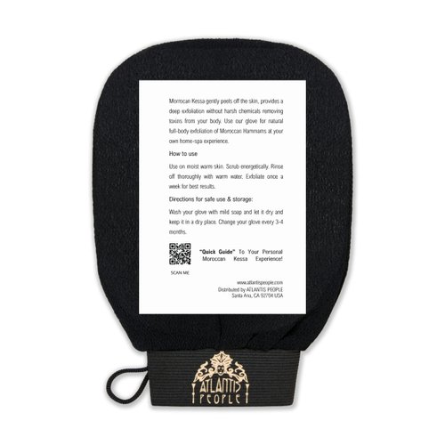 Atlantis People's Moroccan Exfoliating Glove 2 PACK - Body Scrubber & Dead Skin Remover, Fake Tan Skin Cleanser & Exfoliating Mitt for Clogged Pores, Dry Skin Dirt - Microdermabrasion At Home