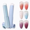 Vnjaoi 2 Pcs Silicone Nail Brush with Cap Picking Dotting Gradient Pen Brush, Beveled Head Nail Ombre Brush, Acrylic Nail Painting Brush for French Nail Tip Design Manicure DIY Tools