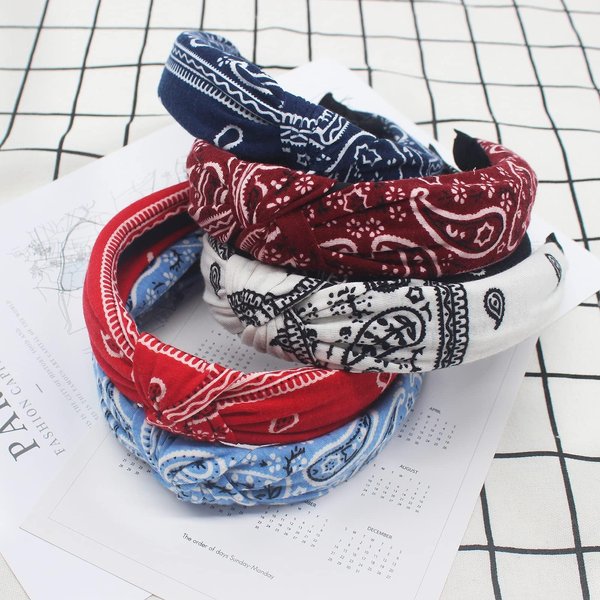 nebxazw Pack of 6 Women's Vintage Hair Band Headband Women's Elastic Knot Hair Band Wide Headband with Teeth Twisted Fabric Turban Knitted Headbands Set for Women Girls