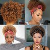 FBKDFCZS Afro Headband Wig Short Afro Kinky Curly Wigs for Black Women,Ombre Brown Glueless Afro Wigs with Headbands Attached Afro Curly Headband Wigs Synthetic Afro Scarf Wigs for Womens Afro Wigs