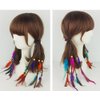 4PCS Women Lady Handmade Boho Hippie Hair Rope Head Wrap Hair Band Headbands Elastics Feather Hair Tie Ponytail Holders Hair Accessories Headdress