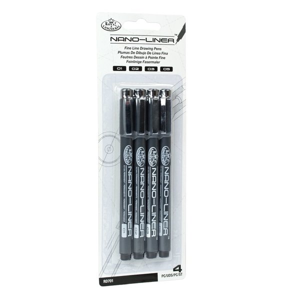 Royal & Langnickel Nano-Liner Drawing Pen, Black, 4-Pack