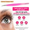 My Lash Tools Eyelash Extension Curved Degree Tweezers for Isolation Lash Extensions 14cm, Best for Individual Isolation & Classic Lashes Japanese Stainless Steel Eyelash Twisers (Double Pink Color)