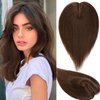 SLEEKALON Hair Toppers for Women Real Human Hair 150% Density Silk Base Medium Brown Top Hair Piece Topper Hair Wig Clips for Women with Thinning Hair Wiglets for Hair Loss Cover(10 Inch,04#)
