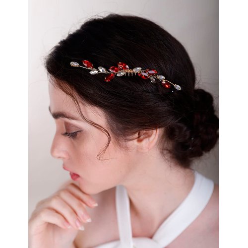 Chargances Bridal Rhinestone Hair Comb Wedding Royal Blue Crystal Hair Vine Comb Vintage Handmade Hair Accessories for Bridesmaid Prom Flower Girls (Royal Blue)