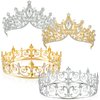 Henoyso 4 Pcs Prom King and Queen Crowns for Men Women King Queen Tiara Crystal Headband Homecoming Costume Party Favor(Gold, Silver, Elegant)