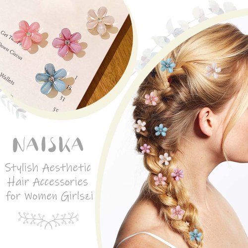NAISKA 12Pcs 4 Color Flower Hair Claw Clips Mini Cute Hair Pins Sweet Crystal Hair Clips Decorative Non-slip Hair Clips Hair Accessories for Women and Girls