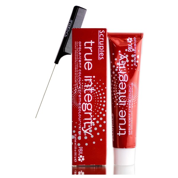 True Integrity Opalescent Creme Permanent Colour Dye Haircolor (w/Sleek Steel Pin Rat Tail Comb) Low-Ammonia Cream Hair Color (10N - Lightest Neutral Blonde)