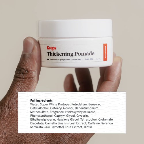 Keeps Matte Thickening Hair Pomade for Men, Medium Hold - Natural Ingredients for Thicker Fuller Looking Hair - Biotin, Caffeine, Green Tea & Saw Palmetto - All Day Hold For All Hair Styles