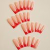 YoYoee Red French Nails Tips Ballerina False Nails Long Square Press on Nails Full Cover Acrylic Fake Nails for Women and Girls 24PCS