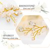 Foryysa Bridal Wedding Hair Pins for Women Gold Rhinestone Flower Headpiece Elegant Handmade Vine Headwear Sparkly Design (2 pcs)