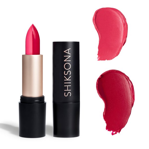 ShikSona Full Coverage Split Bullet Matte Lipstick | Vegan | Gluten, Paraben and Cruelty Free, Creamy Lipstick in a Deep Coral Pink Matte/Cherry Red-Pink Matte combo (Divide and Conquer)