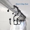 DAWNER Shower Curtain Hooks Rings, Rust Proof Hooks, Metal Easy Glide Double Shower Rings Hooks, Stainless Steel Shower Curtain Hangers for Bathroom Shower Curtains, Set of 12 Hooks, Matte Black