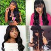 Amella Hair Brazilian Body Wave Wigs With Bangs Virgin Brazilian None Lace Front Wigs Human Hair Wigs 150% Density Glueless Machine Made Wigs For Black Women(26inch, Body wave)