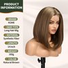 KOME Natural Brown Short Bob Wigs,Brown Straight Shoulder Length Wigs for Women,Middle Part Heat Resistant Fibre Synthetic Wig Daily Use…