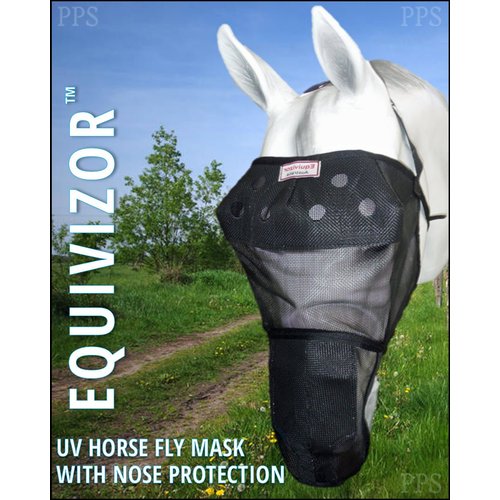 EquiVizor 95% UV Eye Protection (COB) Horse Fly Mask with Nose - Help with Uveitis, Corneal Ulcer, Light Sensitive. Designed to Stay On Your Horse, Off The Ground.
