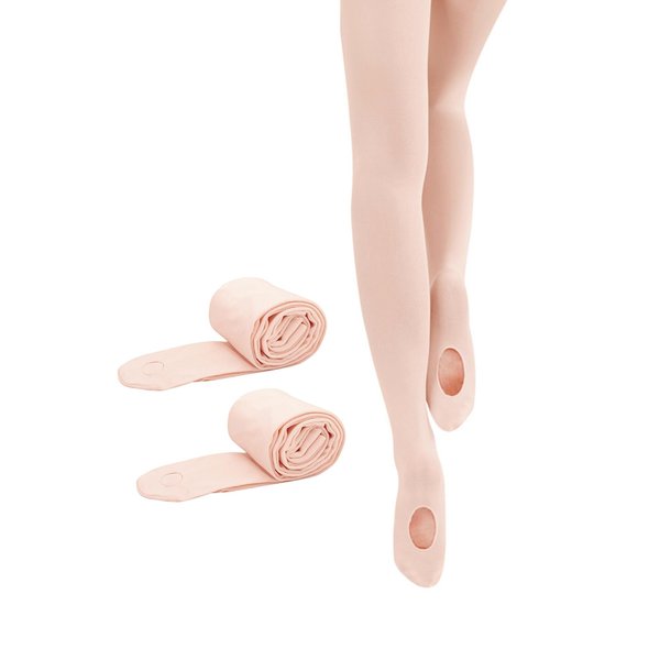 PAPPNTI Girls' Ultra Soft Pro Dance Tights Ballet Transition Daily Student Tights (Toddler/Little Kid/Big Kid) Ballet Pink 2 Pairs XL(11-13 Years)