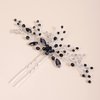 Rumtock Black Crystal Beads Long Hair Pins for Women Girls Hair Piece Hair Styling Jewelry for Wedding (Black)
