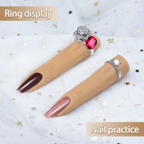 Silicone Practice Fingers for Acrylic Nails, Bendable Nail Training Finger Soft Silicone Fake Finger to Practice Fake Nails, Flexible Nail Practice Fingers Hand for DIY Nails