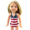 American Fashion World Fourth of July 'Red, White, and Cute' Bathing Suit for 14-Inch Dolls | Premium Quality & Trendy Design | Dolls Clothes | Outfit Fashions for Dolls for Popular Brands