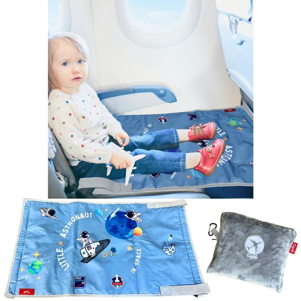 Cegali Airplane Seat Extender for Kids LA: Enhance Your Child's in-Flight Comfort. Travel Toddler Bed, Airplane Footrest and Toddler Airplane Seat Extender, All in One (Little Astronaut - Cool Grey)