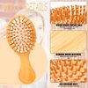 2 PCS Bamboo Hair Brush,Bamboo Brush Mini Hair Brush Anti-Static Travel Brushes for Hair Massage Scalp Detangling Brush Yellow Mini Hairbrush Natural Wooden Pocket Travel Small Hair Brush for All Hair