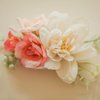 Fangsen Silvery Wedding Freesia Rose Baby Pink Buds Flowers Floral Comb With Hair Clip Floral Hair Headpiece Christmas Festival Headpiece Women Girls Party