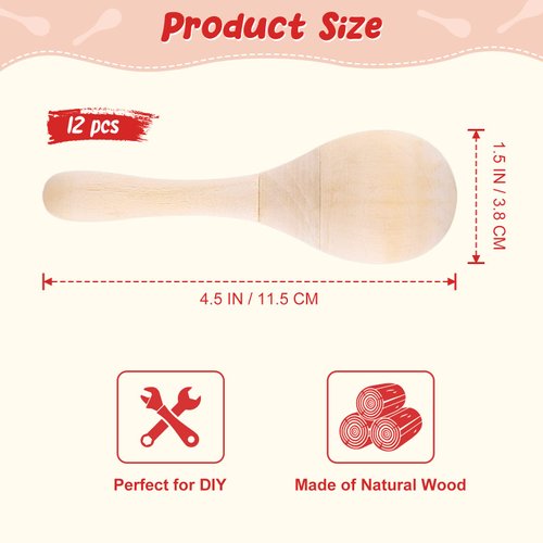 Morcheiong 12Pcs DIY Mini Wooden Maracas for Kids with 12Pcs Multicolor Pens, Fiesta Mexican Maracas Favors, Cinco De Mayo Party Supplies Decorations