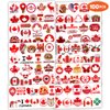 Canada Temporary Tattoos Happy Canada Day Party Decorations Favors Supplies Themed Cute Stickers 10 Sheets 100 PCS Gifts for Baby Girls Boys Class School Carnival