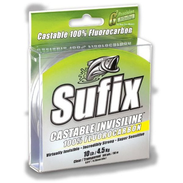 Sufix Invisiline Casting Flourocarbon 100-Yards Spool Size Fishing Line (Clear, 10-Pound)