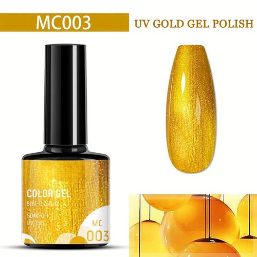 ASMAYSA 7Pcs Metallic Nail Polish Set, Rainbow Gel Metallic Nail Polish, Metallic Nail Polish Chrome Gold Line, Reflective Mirror Nail Polish Gift Set, Red, Gold, Blue, Green