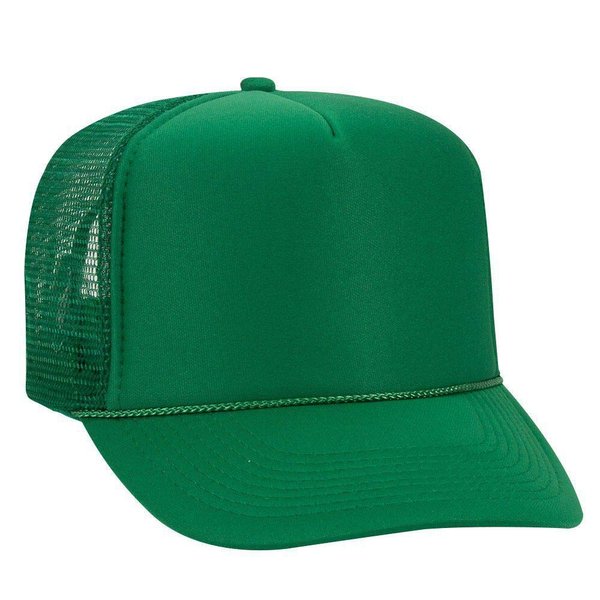 OTTO Polyester Foam Front 5 Panel High Crown Mesh Back Trucker Hat - Kelly