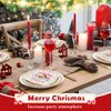 Lounsweer 96 Pcs Christmas Party Supplies Paper Plates and Napkins Disposable Dinnerware Set Include Christmas Plates Napkins Forks for Xmas Holiday Table Decorations 24 Guests(Santa Claus)