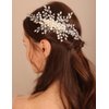 BERYUAN Wedding Crystal Rhinestone Hair Comb Pearls Crystal Rhinstone Headpiece Pearls Wedding Headband Silver Bride Hair Accessory for Brides (silver)